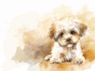 Watercolor Drawing of Cute Dog Puppy Colorful Illustration isolated on white background HD Print 4928x3712 pixels Neo Art V5 25