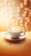 Obraz premium Dynamic Coffee Splash in Cappuccino Cup. Hot drink warm glow background