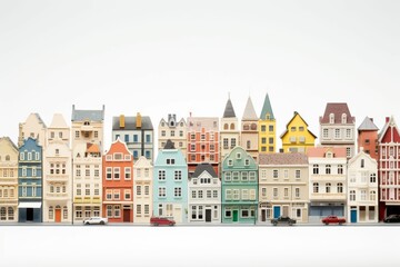 Fototapeta premium Group of Buildings With Cars Parked Out Front