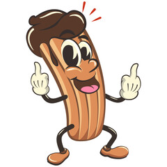 churro cartoon vector isolated clip art illustration mascot raising two middle fingers, work of handmade