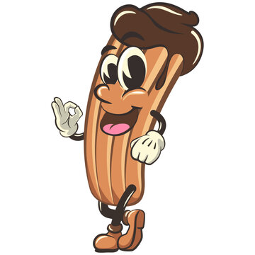 churro cartoon vector isolated clip art illustration mascot giving an okay sign, work of handmade