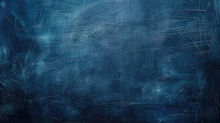 Foto op Plexiglas A blank dark blue chalkboard texture background. back to school background with copy space © Ilmi