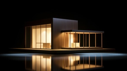 Obraz premium House Illuminated in the Dark