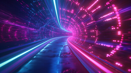 Fototapeta na wymiar Futuristic Neon Tunnel Illumination
