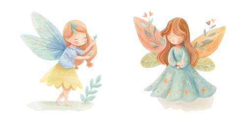 cute fairy watercolour vector illustration