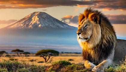 Foto op Plexiglas lion in the savannah © Dorothy Art