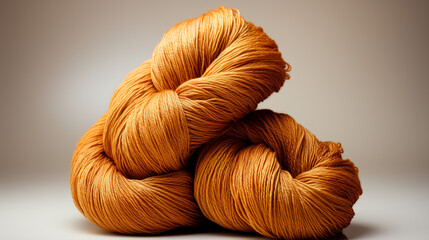 Close up photo of skein of tan yarn