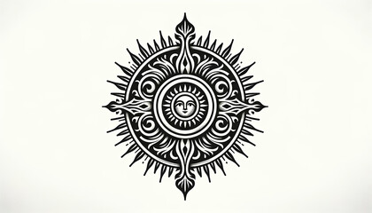 The sun was shining, pagan symbol. Universal Sun Symbol in Multicultural Interpretation. Slavic Sun God Yarilo - obrazy, fototapety, plakaty