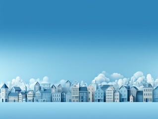Obraz premium Urban Cityscape Painting With Clouds