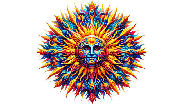 The sun was shining, pagan symbol. Universal Sun Symbol in Multicultural Interpretation. Slavic Sun God Yarilo