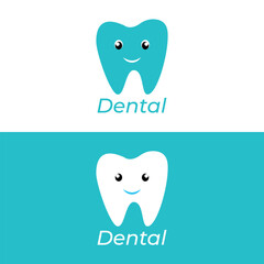 Cute dental logo design featuring smiling teeth icons for friendly dentistry branding and marketing