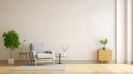 Mockup a TV wall mounted with decoration in living room and white cement wall