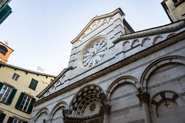 Amazing view of the facade of the church of San Cristoforo, in the historic center.
