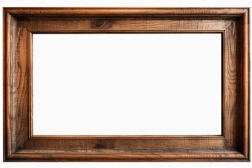 Rustic Wood Frame Isolated on White Background with Clipping Path. Vintage Old Timber Brown Wooden Photo Frame