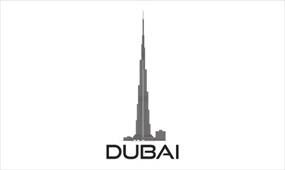 Arab Emirates Dubai Burj Khalifa landscape view vector flat icon logo