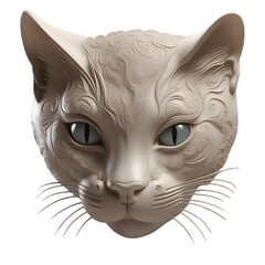 Siamese Cat  Head Sculpture Illustration Art on Transparent Background Generative AI
