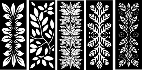 Laser cut leafs panel. room divider screens, paper craft, card background.