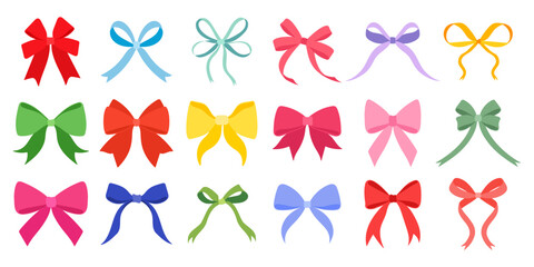 Set of ribbon bows - obrazy, fototapety, plakaty