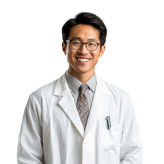 Fototapeta premium Asian medical consultant doctor in transparent background