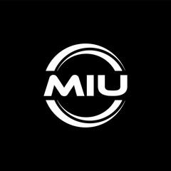 MIU letter logo design with black background in illustrator, vector logo modern alphabet font overlap style. calligraphy designs for logo, Poster, Invitation, etc.