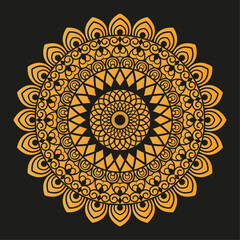 Ornamental mandala with golden color arabesque floral pattern style