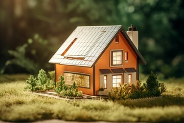 Small House With Solar Panel on Roof