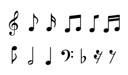 music notes on transparent background