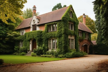 Large House Covered in Vines and Ivys