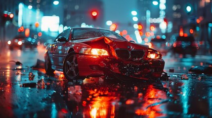 Car accident, crashes injuries, and fatalities on the common road, car safety, and driver errors  - obrazy, fototapety, plakaty
