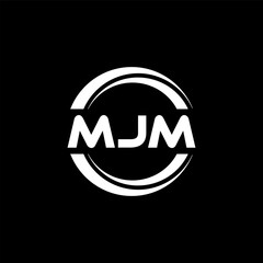 MJM letter logo design with black background in illustrator, vector logo modern alphabet font overlap style. calligraphy designs for logo, Poster, Invitation, etc.