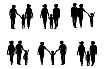 cute family silhouette set