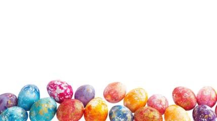 Easter eggs banner background with copy space, isolated on transparent or white background, png