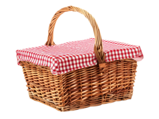 Picnic basket isolated on transparent or white background, png