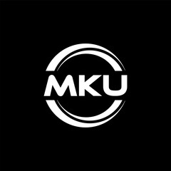 MKU letter logo design with black background in illustrator, vector logo modern alphabet font overlap style. calligraphy designs for logo, Poster, Invitation, etc.