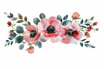 Beautiful watercolor flowers background ideal for botanical wedding stationery, perfect for creating memorable wedding invitations, greeting cards, and fashion .
 - obrazy, fototapety, plakaty