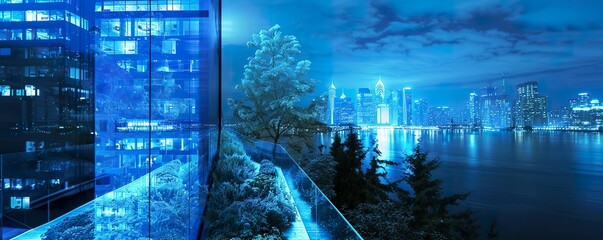 Bioluminescent cityscapes where buildings glow with natural light reducing energy use