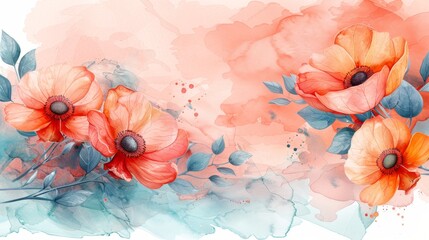 watercolor poppy flowers