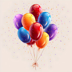 Bunch of balloons Multicolored Helium Balloons On A White Background Color glossy balloons vector illustration.