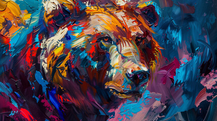 A bear in colors - obrazy, fototapety, plakaty