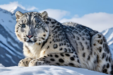 Fototapeta premium snow leopard in the snow