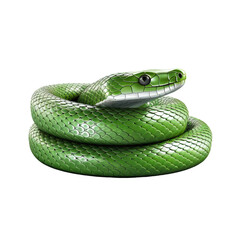 Obraz premium Coiled Green Snake PNG, Transparent Image without background, Concept of wildlife, reptiles, and nature