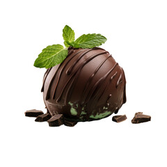 A mint chocolate truffle isolated on transparent background, png