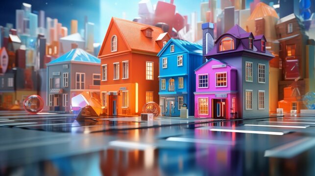 Colorful Houses on Floor
