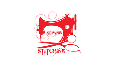 Tailor's vector logo template. Fashion logo. Sewing machine, Textile, Clothes, Tailor made, Boutique logo