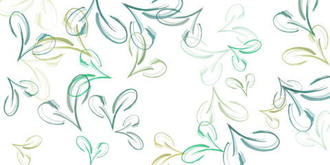 green fresh tea leaves isolated on white background