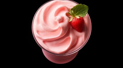 strawberry ice cream with black background