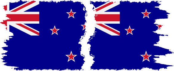 New Zealand and New Zealand grunge flags connection vector