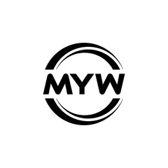 MYW letter logo design with white background in illustrator, vector logo modern alphabet font overlap style. calligraphy designs for logo, Poster, Invitation, etc.