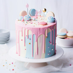 birthday cake minimalistic pastel colors