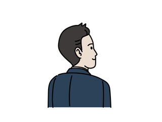 横を向いた会社員の男性、ビジネスマン　後ろ向き